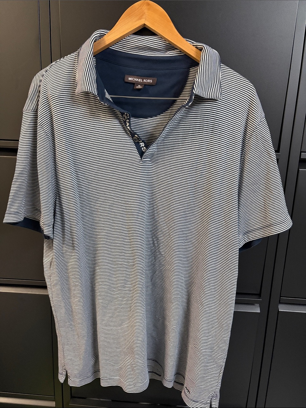 Michael Kors Men’s Navy & White Thin-Stripe Polo